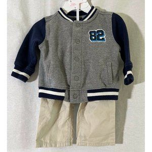 Arizona & Baby Gap Boy Set 2 Pieces Pant Elastic Waist Jacket Buttons 3-6M